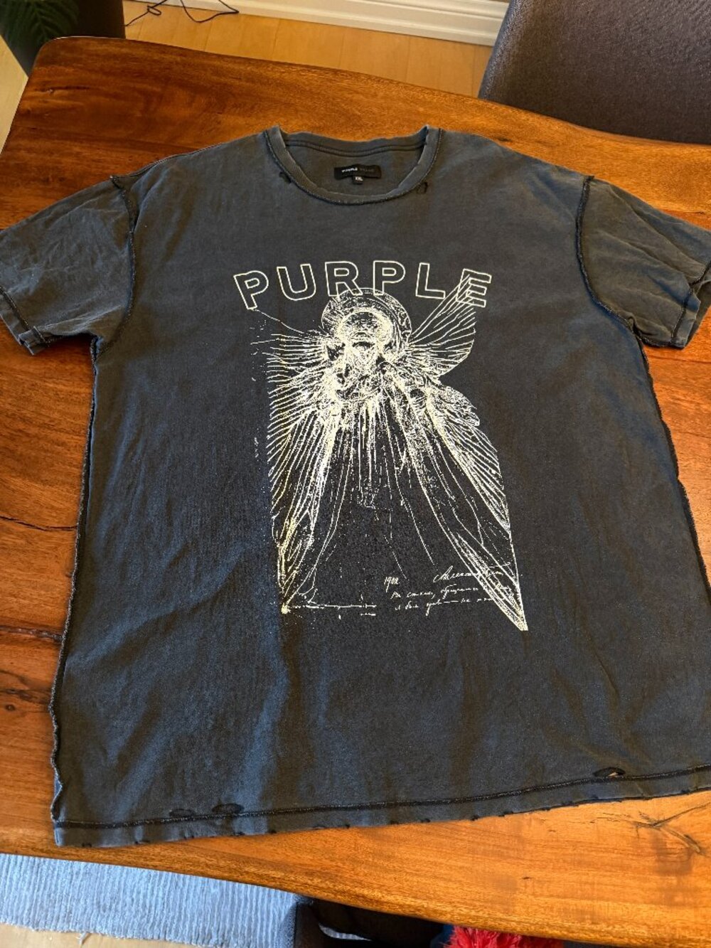 Charcoal Grey Purple Brand T-Shirt with Goth Logo XXL